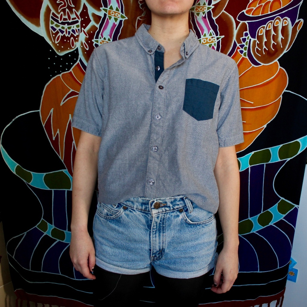 Collared Button Up Pocket Shirt